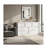 homfan 7-Drawer Wooden Storage Cabinet Wide Chest of Drawers with Large Storage for Bedroom, Farmhouse Organizer