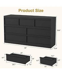 homfan 7 Drawer Dresser for Bedroom, Modern Wooden Chest, Spacious Organizer Living Room, Nursery, Entryway, Hallway, Closet, Bedroom