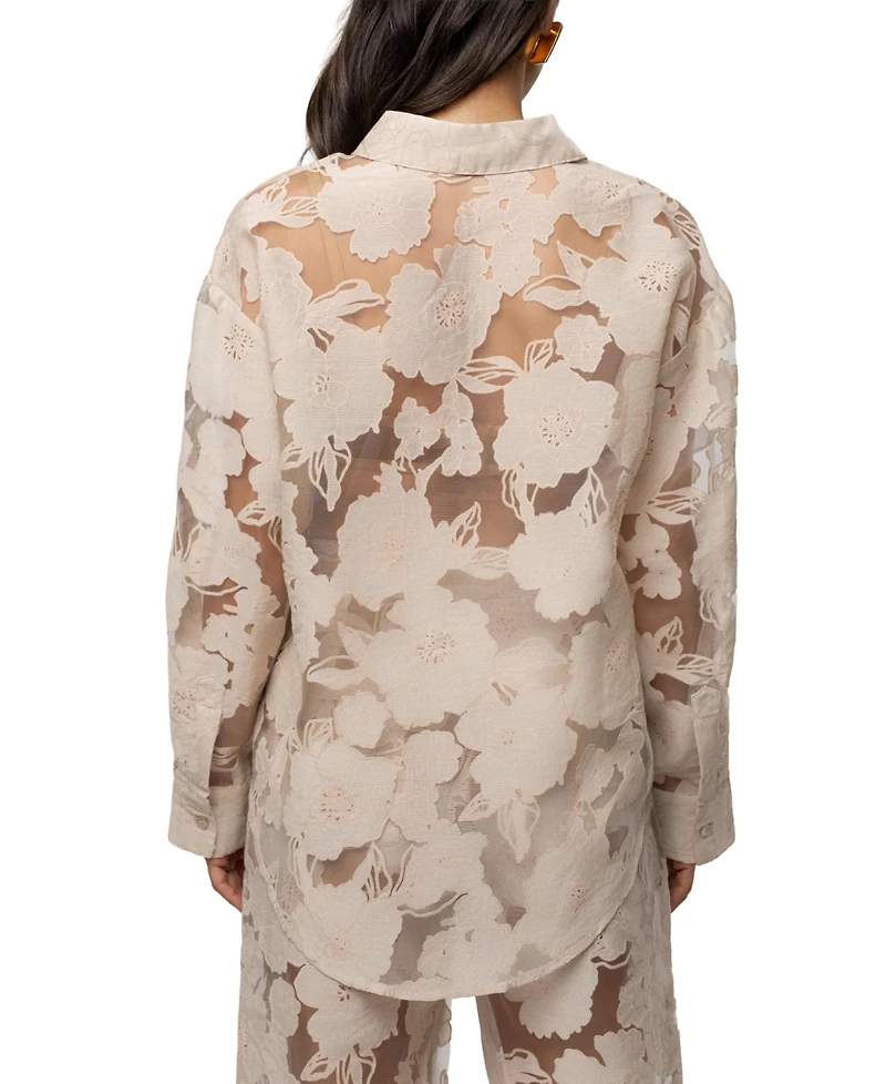 Jluxlabel Women's Organza Floral Blouse