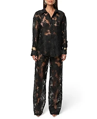 Jluxlabel Women's Organza Floral Blouse