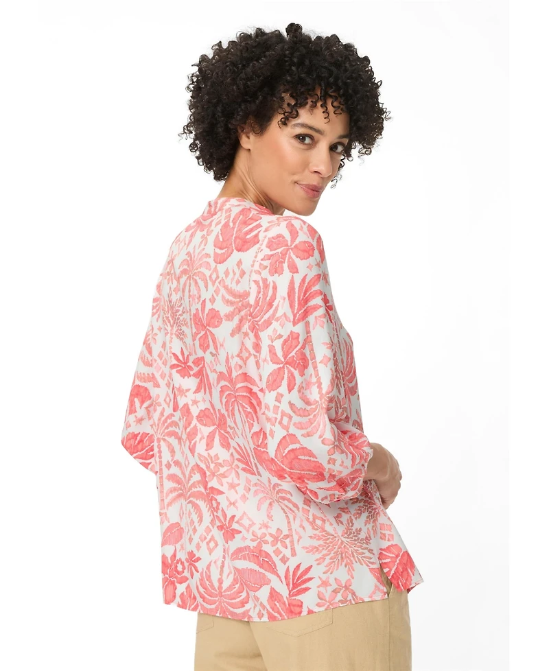 Olsen Women's Ornamental Botanic Print Tunic Shirt