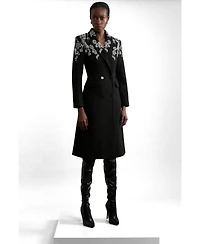 Karen Millen Women's Tailored Wool Double Breasted Midi Coat