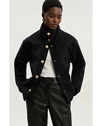 Karen Millen Women's Brushed Wool Funnel Neck Tailored Coat