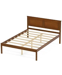 Slickblue Wooden Farmhouse Bed Frame with Platform and Headboard