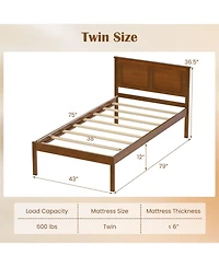 Slickblue Wooden Farmhouse Bed Frame with Platform Headboard