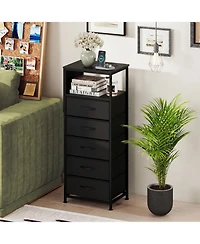 Slickblue Modern Nightstand 39" with Charging Station and Storage Shelf