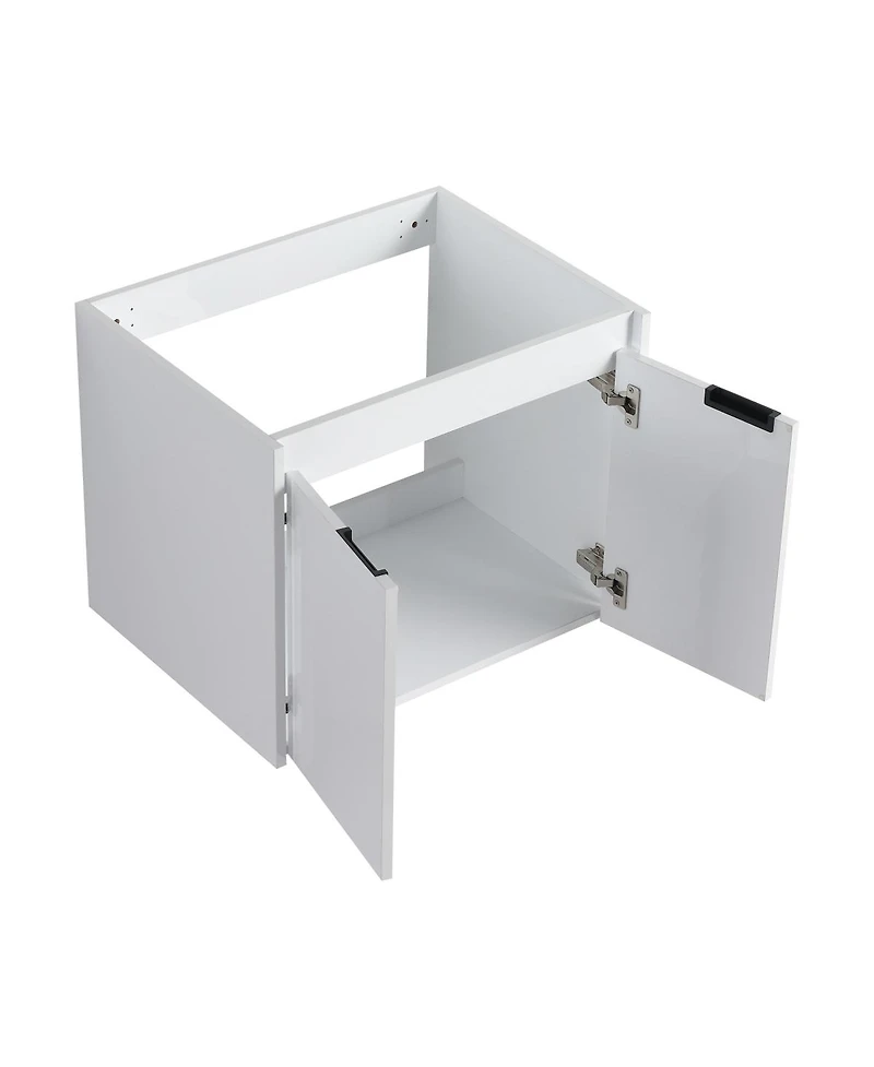 Sillysis 59 Inch Wall Mounted Double Bathroom Vanity with Resin Sinks, Soft Close Doors, Water-Resistant Cabinet, Side Storage