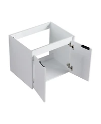 Sillysis 59 Inch Wall Mounted Double Bathroom Vanity with Resin Sinks, Soft Close Doors, Water-Resistant Cabinet, Side Storage