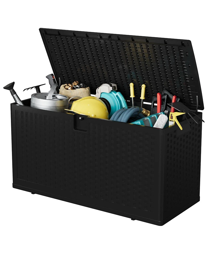 homfan 73 Gallon Waterproof Outdoor Resin Deck Box - Lockable Storage Container with Handles for Patio Cushions, Garden Tools