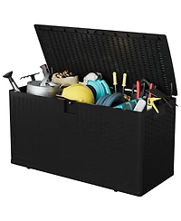 homfan 73 Gallon Waterproof Outdoor Resin Deck Box - Lockable Storage Container with Handles for Patio Cushions, Garden Tools