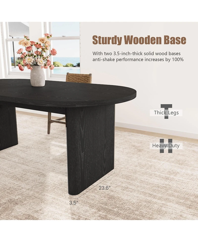 gaomon Farmhouse Oval Dining Table for 4-8 People, Sturdy Engineered Wood Double Pedestal Base, Ideal for Kitchen, Dining Room, Living Areas