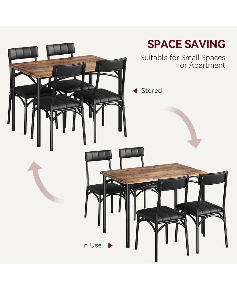 homfan Padded Upholstered Dining Chair Set, Stable Steel and Engineered Wood Structure, Space Saving Easy Clean Home Dining Furniture