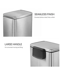 Mega Casa 13 Gal./50 Liter Rectangular Stainless-Steel-Made Matt White Step-on Trash Can for Kitchen