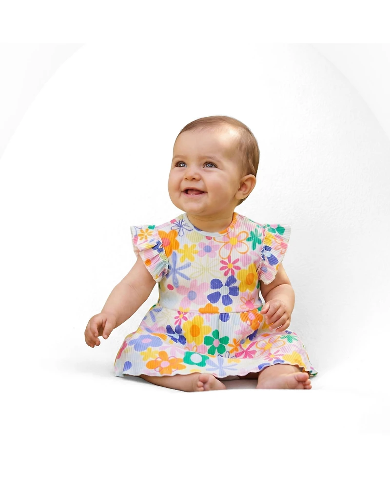 Andy & Evan Infant Girls (Size 3-6M to 18-24M ) Floral Printed Rib Dress