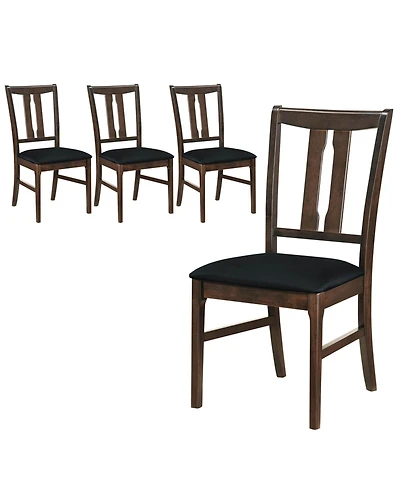 Costway Wooden Dining Chairs Fabric Upholstered Kitchen with High Curved Back
