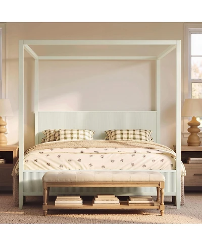 Streamdale Furniture King size Wooden Canopy Platform Bed with Support Slats