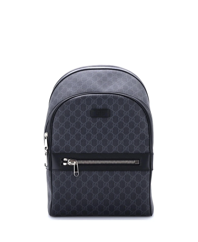 Pre-Owned Gucci Medium Front Zip Pocket Backpack Gg Coated Canvas