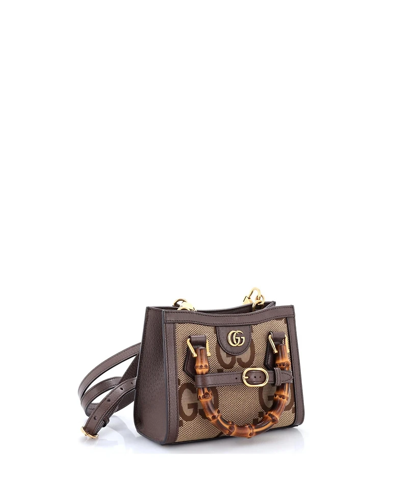 Pre-Owned Gucci Mini Diana Nm Bamboo Handle Tote Jumbo Gg Canvas