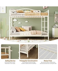 homfan Twin Over Bunk Bed for Kids, Heavy Duty Metal Frame with Safety Guardrail and Ladder, 400 Lbs Capacity, Space-Saving Design
