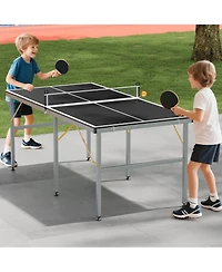homfan Foldable Table Tennis with Engineered Wood Surface, Iron Frame Indoor Ping Pong for Home Game Room