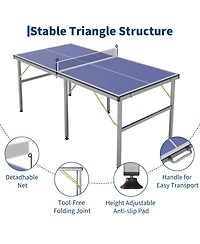 homfan Foldable Table Tennis with Engineered Wood Surface, Iron Frame Indoor Ping Pong for Home Game Room