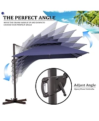 Pellebant 10x10Feet Outdoor Patio Double Top Square Aluminum Cantilever Umbrella with Base