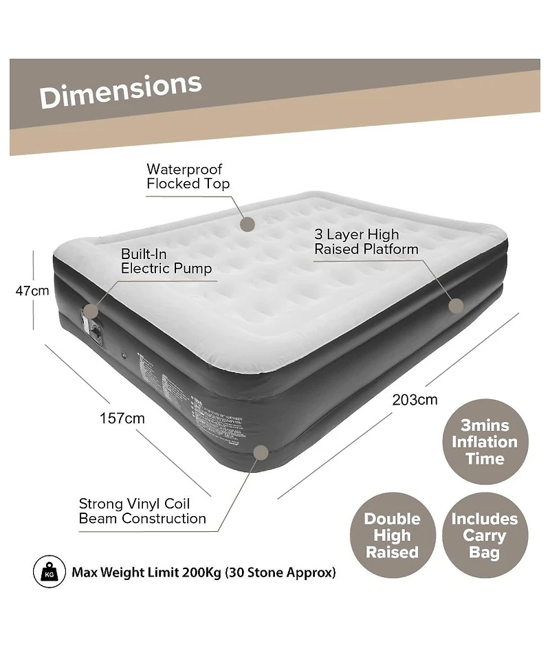 Cowin Inflatable Mattress Queen Air Mattress with Built-in Pump 18" Blow up Mattress Portable Air Bed for Home Guest Camping
