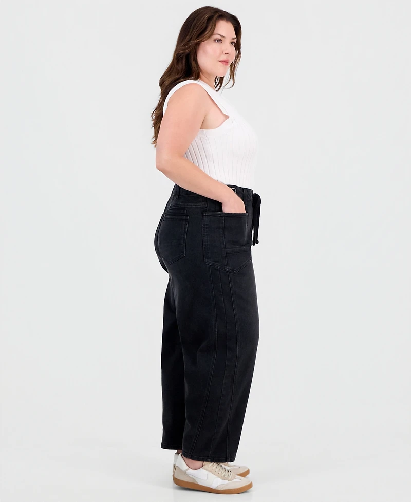 And Now This Trendy Plus Tie-Waist Barrel Jeans, Macy's Exclusive