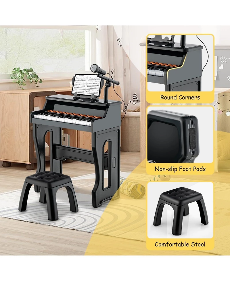 Mecale 37 Keys Music Piano With Microphone Kids Keyboard Detachable Stand