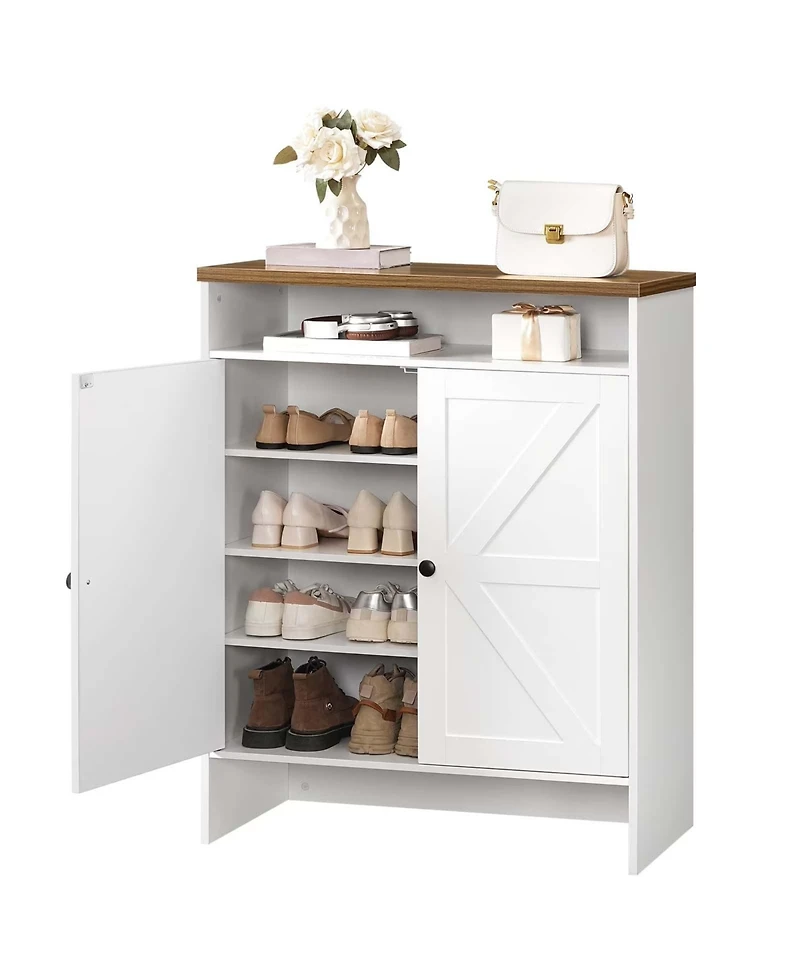 Slickblue Shoe Storage Cabinet Farmhouse Style with Adjustable Shelf