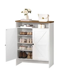 Slickblue Shoe Storage Cabinet Farmhouse Style with Adjustable Shelf