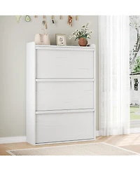 homfan Shoe Cabinet with 3 Flip Drawers - Hidden Wood Shoe Storage Cabinet for Entryway Hallway Living Room