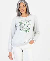 Style & Co Women's Winding Floral Fleece Long-Sleeve Graphic Sweatshirt, Macy's Exclusive