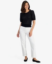 Style & Co Petite Cotton Crewneck Pointelle Sweater, Macy's Exclusive