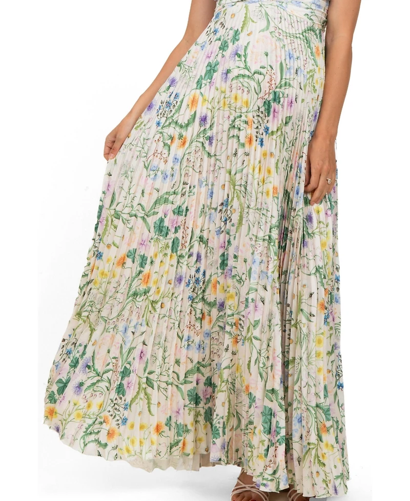 Pinkblush Maternity Ivory Floral Pleated Sleeveless Maxi Dress