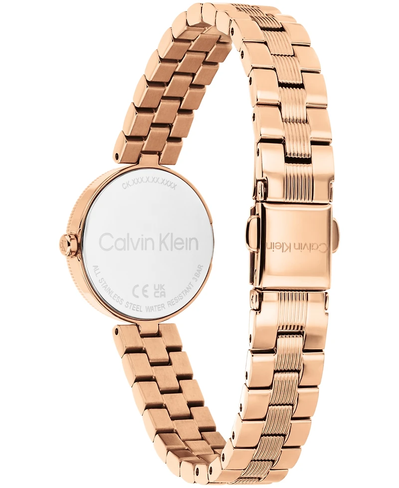Calvin Klein Women's Gleam Rose Gold Tone Stainless Steel Bracelet Watch 24mm
