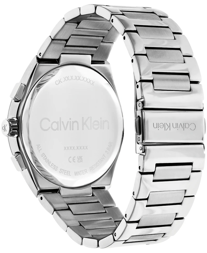 Calvin Klein Men's Distinguish Skeleton Silver-Tone Stainless Steel Bracelet Watch 44mm