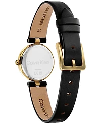 Calvin Klein Women's Gleam Black Leather Strap Watch 24mm