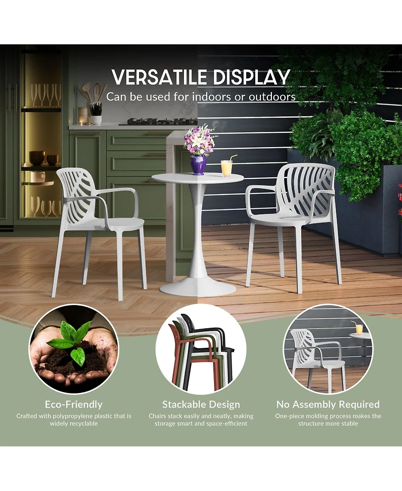 5-Piece Outdoor Indoor Metal Patio Dining Table Set With Stackable Arm Chairs