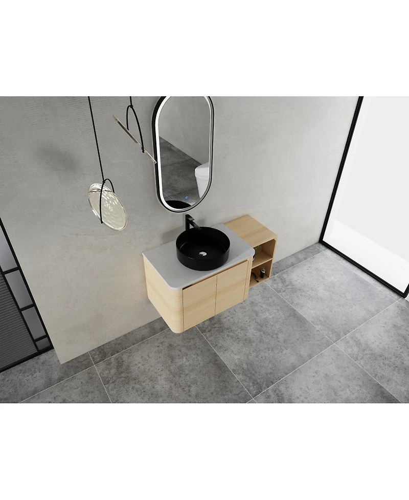Sillysis Inch Wall Mounted Bathroom Vanity with Ceramic Vessel Sink