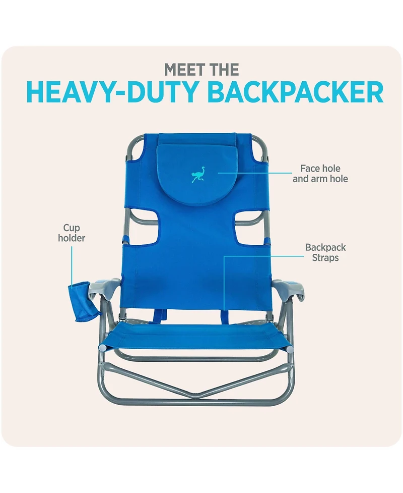 Ostrich On-Your-Back Outdoor Reclining Beach Lounge Pool Camping Chair