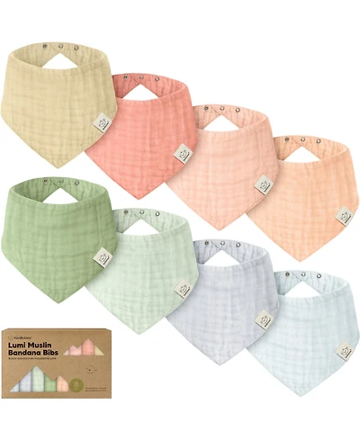 KeaBabies 8pk Lumi Muslin Baby Bibs, Bandana Bibs for Boy, Girl, Drool Bib Newborn, Toddler