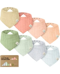 KeaBabies 8pk Lumi Muslin Baby Bibs, Bandana Bibs for Boy, Girl, Drool Bib Newborn, Toddler