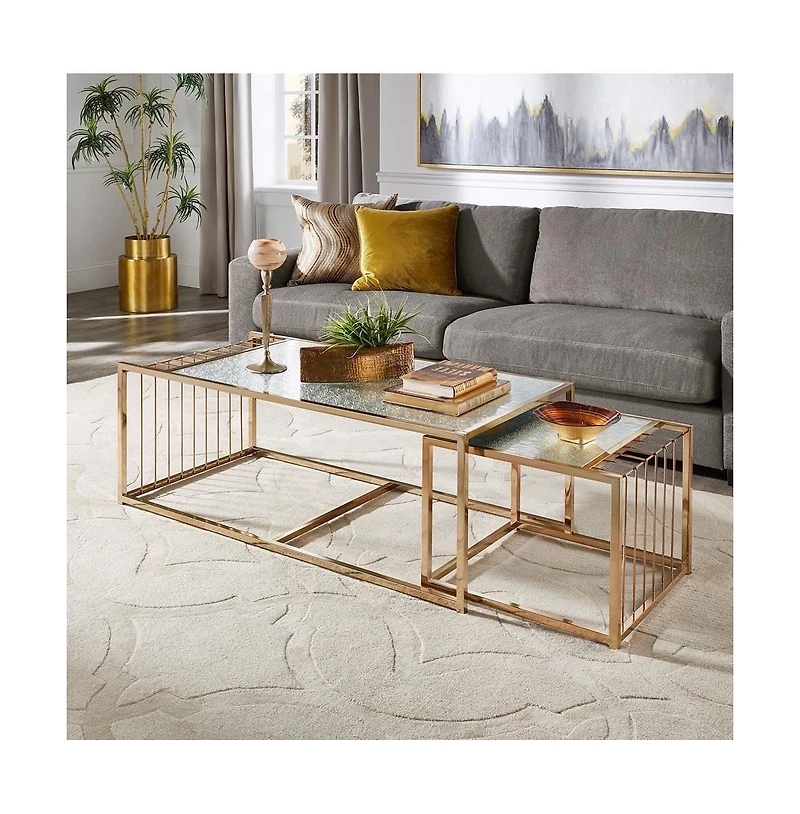 iNSPIRE Q Textured Mirror Top Nesting Coffee Table