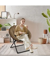 gaomon Oversized Faux Fur Foldable Saucer Chair, Sturdy Metal Frame Lounge Chair for Adults, Comfy Dorm Room Seating
