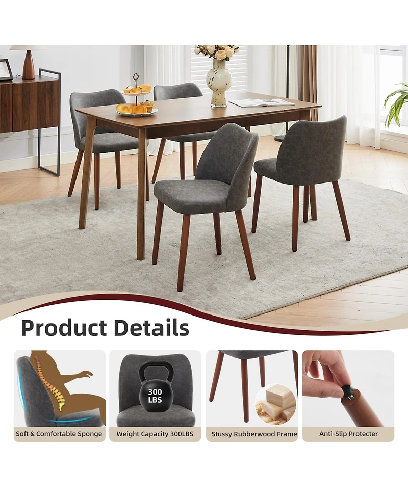gaomon Set of 2 Linen Upholstered Dining Chairs