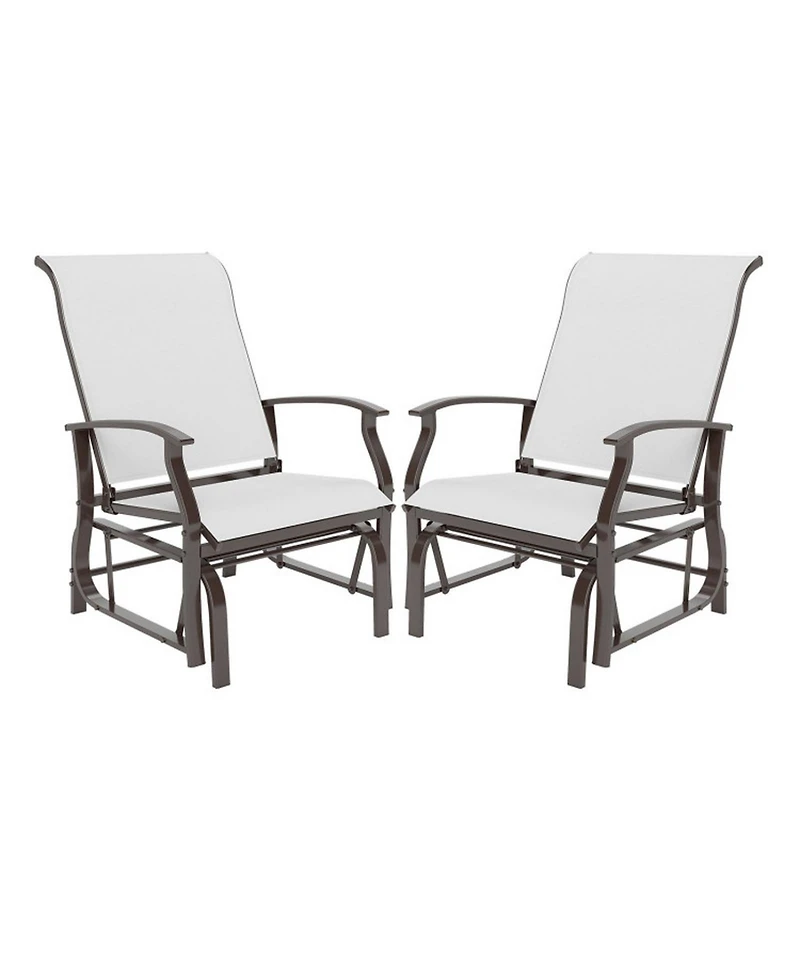 Gouun Outdoor Glider Chair Set of 2 with Padded Seats and Armrests