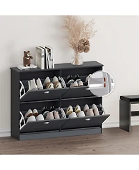 sumyeg Storage Cabinet with Anti-Tipping Device Flip-Top Shoe Adjustable Layer