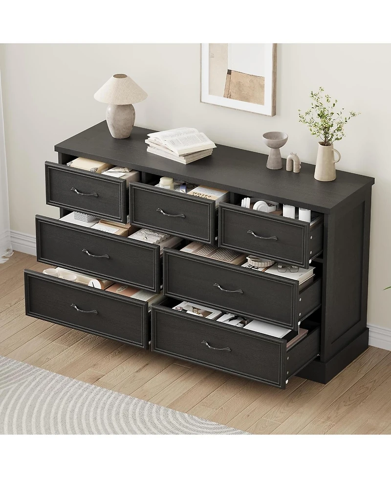 gaomon 7 Drawer Dresser for Bedroom, 55" Wide Wooden Dressers with Metal Handle