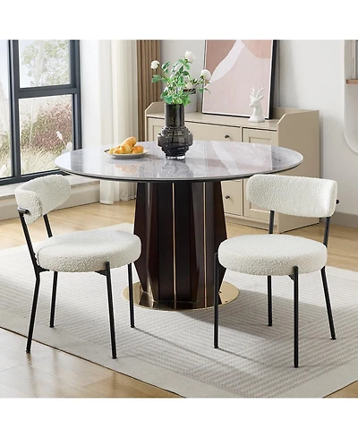 gaomon Set of 2 Mid Century Boucle Upholstered Dining Chairs, Curved Back Design Kitchen Seating